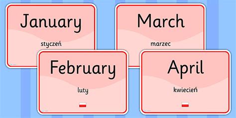 Months of the Year Signs EAL Polish Version