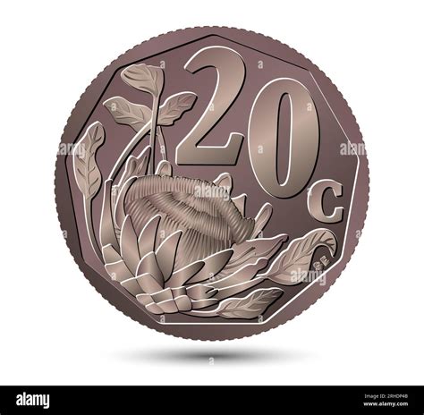 South African twenty cent coin isolated on white background. Vector ...