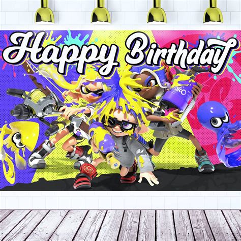 Buy Splatoon Birthday Party Supplies, 5x3 Ft Splatoon Birthday Backdrop ...