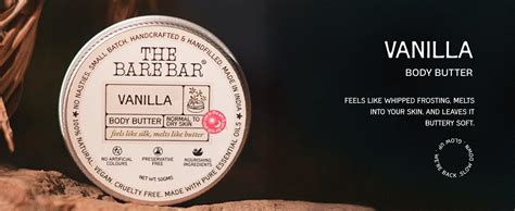 Buy The Bare Bar Vanilla Body Butter for Dry Skin - 50gm | Intense ...
