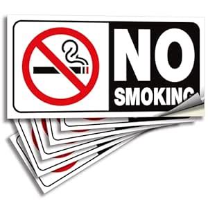 iSYFIX No Smoking Stickers Decal for Restaurants - 6 Pack 4X2 inch ...
