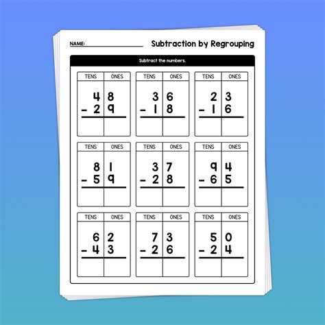 Vertical Subtraction Worksheets With Regrouping 2 Digit Subtraction