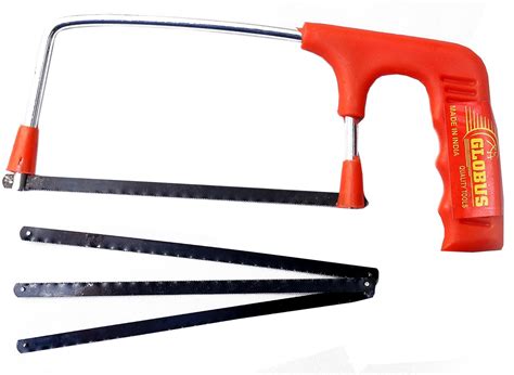GLOBUS Mini Hacksaw Frame with Blade, Plastic Handle and 3 Blades ...