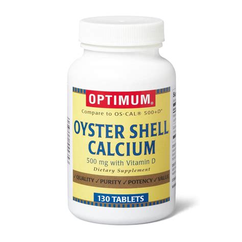 Oyster Shell Calcium with Vitamin D Tablets, Bottle - Oz Medical Supply
