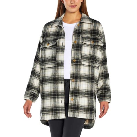 Banana Republic Women's Plaid Flannel Shirt Jacket (Black, Large ...