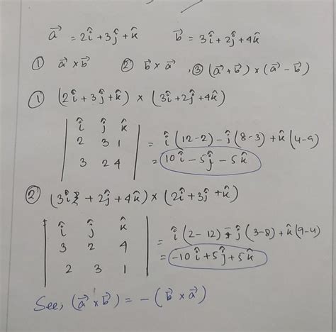 if vector a =2i+3j+k and vector b=3i+2j+4k,find out.... 1.vector a ...