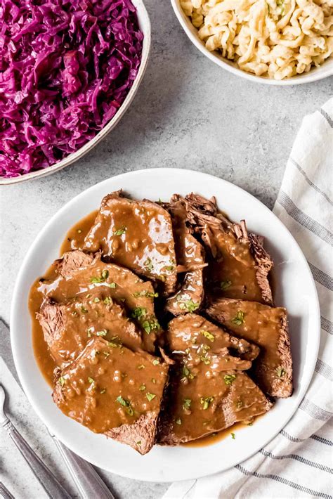 Download Authentic German Sauerbraten with Spaetzle and Red Cabbage ...