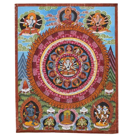 Tibetan Thangka Painting Of Medicine Buddha