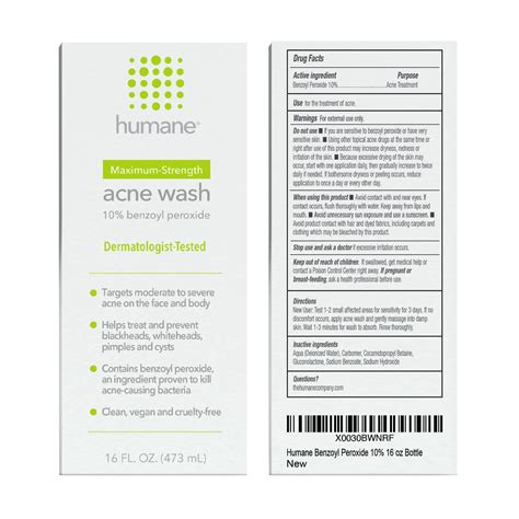 Buy Humane Maximum-Strength Acne Wash - 10% Benzoyl Peroxide Acne ...