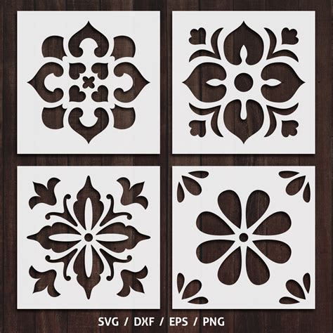 Floor Wall Tile Digital Stencil SVG, DXF Cut Files DIY Home - Inspire ...