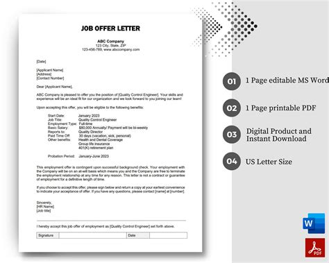 Sample Job Offer Letter Template
