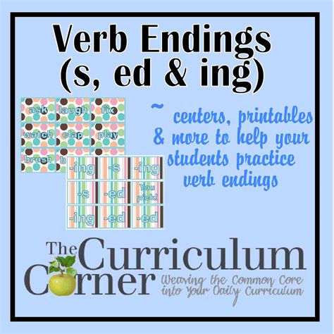 Verb Ing Words List Past Present Future Tense Ending Suffix Ed Ing S