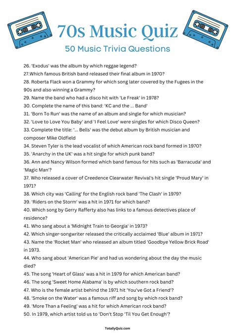 70s Music Trivia Quiz - Test Your Knowledge with 50 Questions