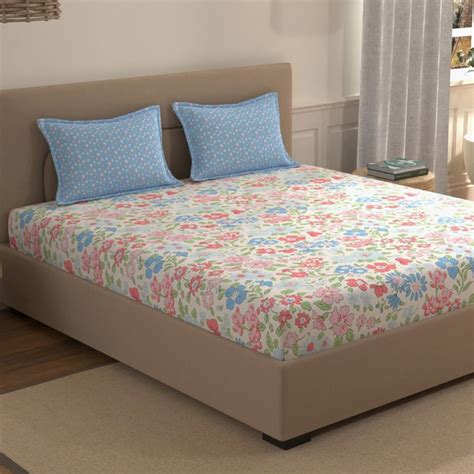 Buy PORTICO Morning Glory Cotton 140TC Floral Printed 3Pcs Queen ...