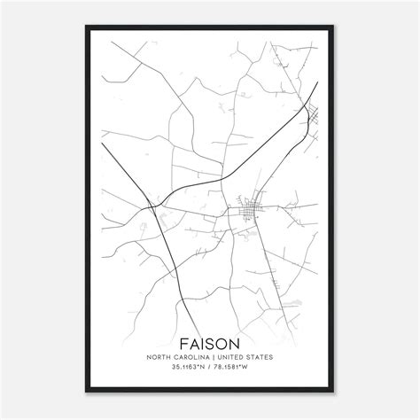 Faison North Carolina Map Poster, Modern Home Decor Wall Art Print ...