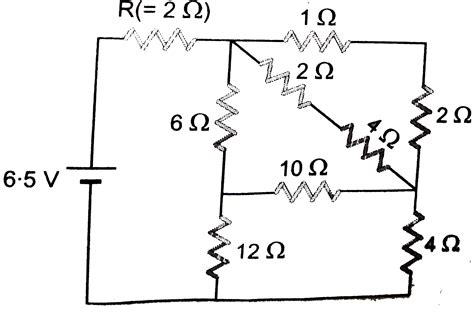 In the following circuit, the current through the resistor `R (=2Omega ...