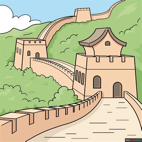 How to Draw the Great Wall of China - Really Easy Drawing Tutorial