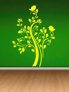 Eight2Ten 120 cm Tree on Bird Yellow Self Adhesive Sticker Price in ...