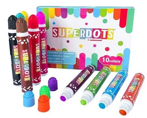 Tiyahi 10 Colors Washable Dot Chisel Markers for Toddlers and Kids ...