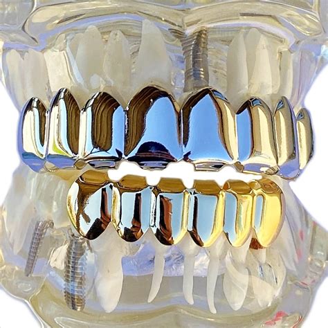Grillz Set 8 Top Teeth Silver Tone 6 Bottom Teeth India | Ubuy
