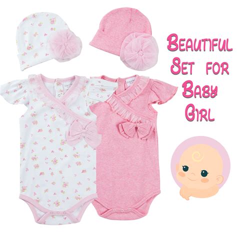 Baby Infant Girls Romper Floral Bodysuit Sleepsuit Set Outfit Free Hat ...