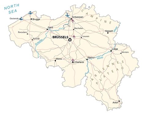 Belgium Physical Map