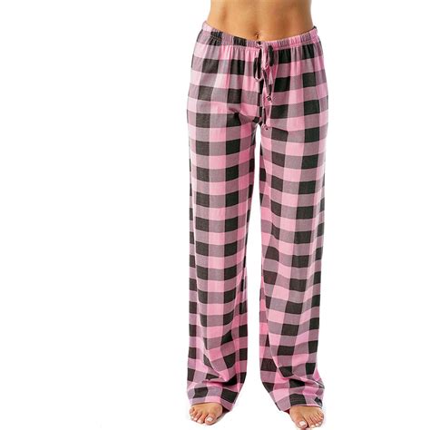 DENGDENG Plaid Pajamas for Women Pink Plaid Pj Pants Sleep Womens ...