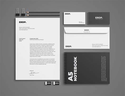 Free Top View Stationery Mockup (PSD)