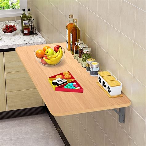 Lukzer Engineered Wood Wall Mounted Folding Table for Kitchen, Computer ...