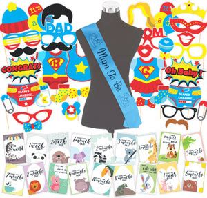 Wobbox Baby Shower Props, Baby Shower Sash, Milestone Card, Baby Shower ...