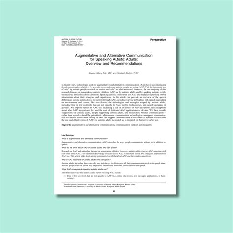 Augmentative and Alternative Communication for Speaking Autistic Adults ...