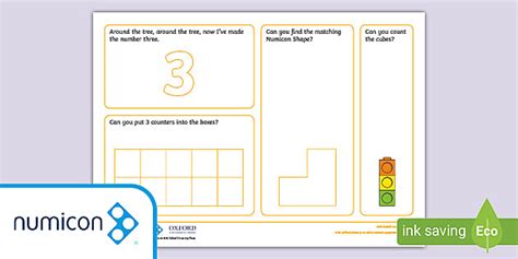 All About Number 3 Activity Mat with Numicon Shapes