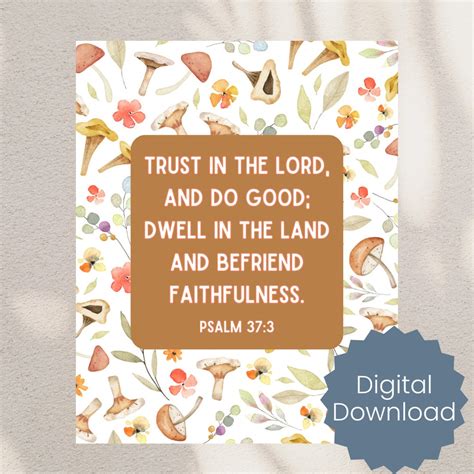 Bible Verse Printable Art, Psalm 37:3, Scripture Print, Digital ...