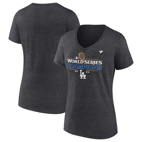 Women's Fanatics Heather Charcoal Los Angeles Dodgers 2024 World Series ...