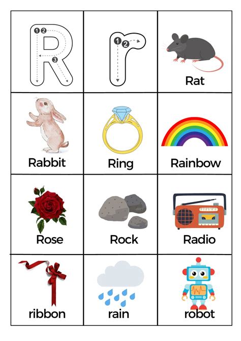 Free Letter R Pictures Worksheets Printable PDF