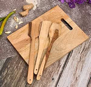 Buy OGGN Handmade Mango Wood Chopping Board with Wooden Spoon Spatula ...
