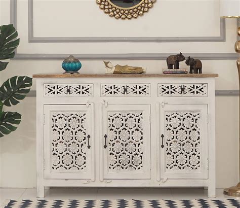 Joyce 3 Door Cabinets and Sideboard (White Finish)