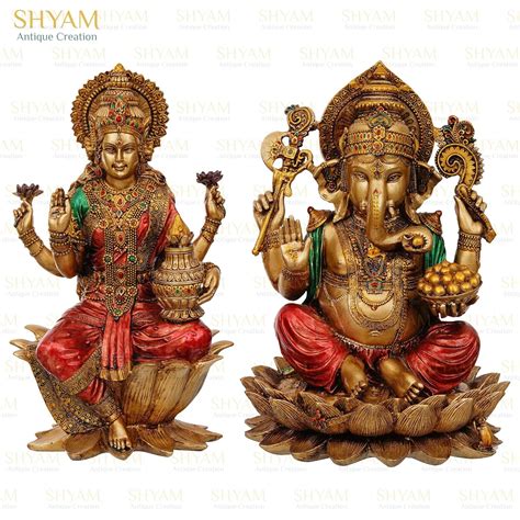 Buy Pair of 1FT Large Antique Goddess Lakshmi Ganesha Statue Big Laxmi ...