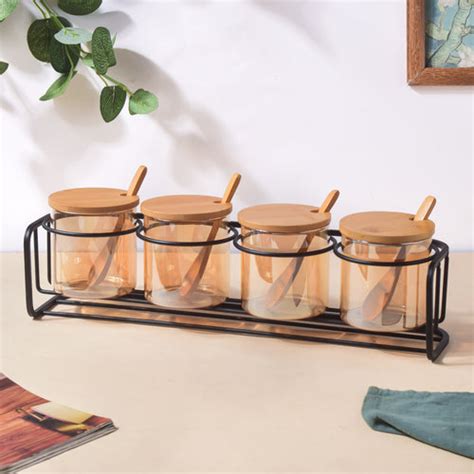 Seasoning Jars Set of 6 - Transparent Glass Jars | Nestasia