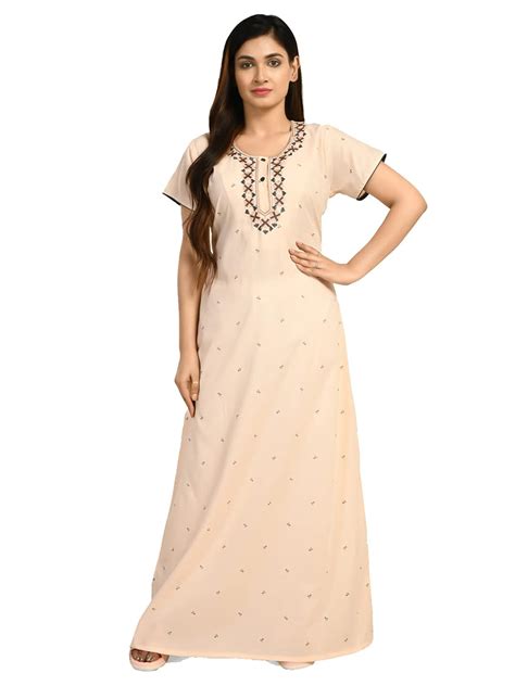 Buy NAUGHTY Long Maxi Cotton Nightgown, Geometric Print A-line Nighty ...