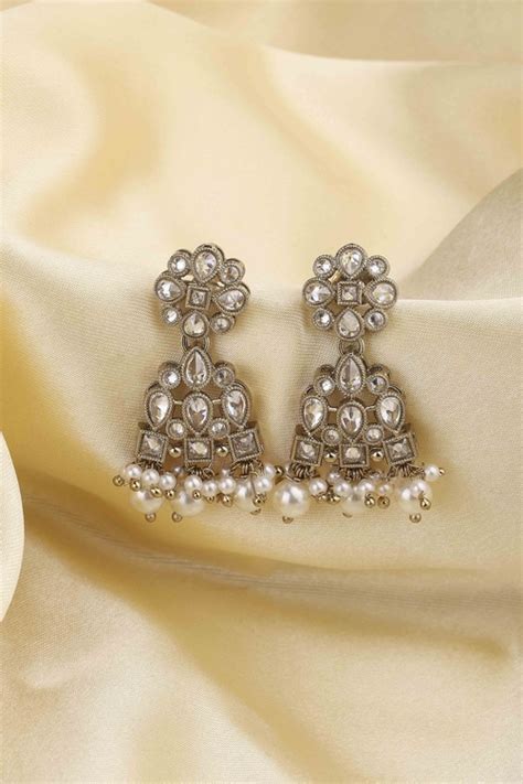 Buy White Alloy Drop & Danglers Online at Biba Global