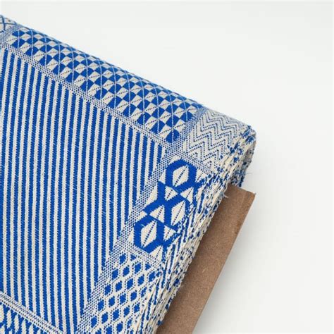 Premium White with Blue Colour Cotton Jacquard Fabric Fabric for ...