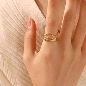 Buetie Anti Tarnish Rings For Women Golden Elegant Ring Adjustable ...