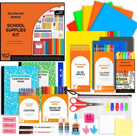 Shuttle Art 102 PCS Back to School Supplies Kit, School Supply Box for ...