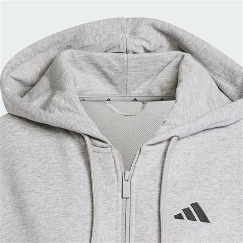 adidas Essentials 3-Stripes French Terry Full-Zip Hoodie - Grey ...