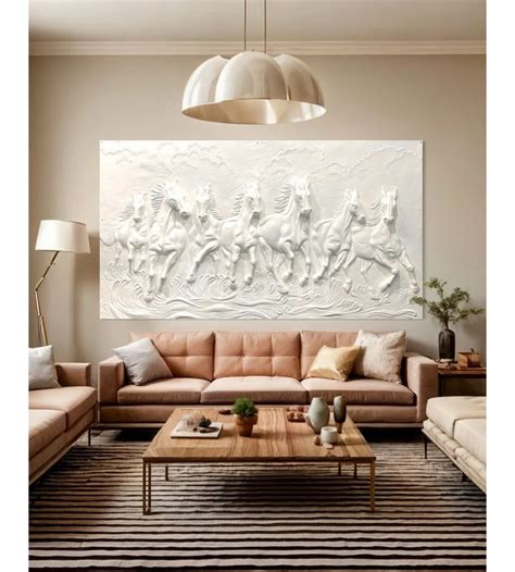 7X4 Feet Running Galloping Horses 3D Relief Mural Wall Art
