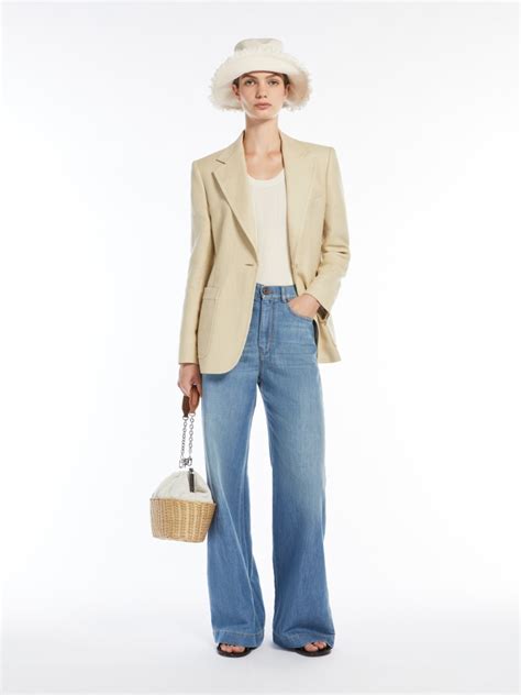 Linen and cotton denim jeans, navy | "VOLPINO" Max Mara