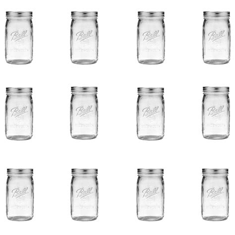 Ball Wide Mouth Clear Glass Canning Quart 32 Oz Mason Jars with Lids ...