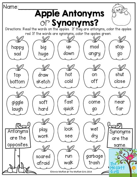 Synonyms List 2Nd Grade