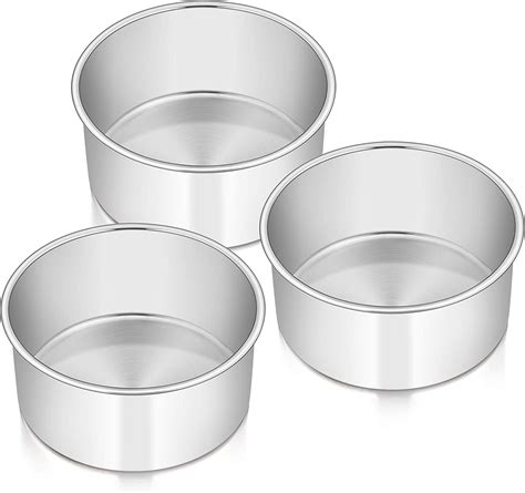Walchoice Cake Pans Set of 3, Stainless Steel Round Tier Baking Pan ...